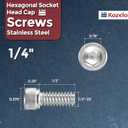 50pcs Socket Head Cap Screws - [1/4"-20 x 1/2"] UNC 304 Stainless Steel Allen Socket Drive for Electrical Motor 3D Printing Fan Engine Replacement Use, Silver