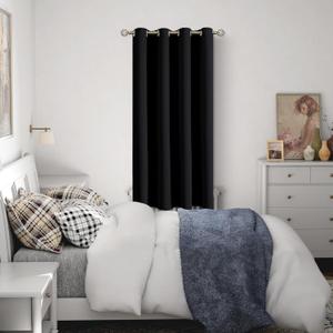 BGment Black Blackout Curtain 63 Inch Long, Thermal Insulation Room Darkening Privacy Window Single Drape for Living Room/Bedroom, 1 Panel, Black, Each 42 Inch Wide