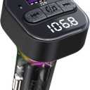 Bluetooth 5.3 FM Transmitter for Car, Bluetooth Car Adapter with Type-C PD(30W) Charger and QC3.0 USB Port, Wireless FM Radio Transmitter, Support MP3 Player, Handsfree Calling, LED Backlit,U Disk Black