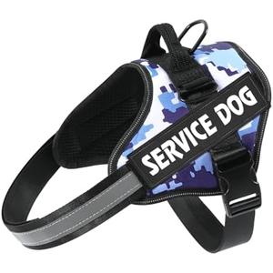 MUMUPET Service Dog Harness with 3M Reflective Safety, Easy Adjust & No-Pull Design - Breathable Nylon Handle for Small Dogs