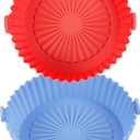 2 Pack Air Fryer Silicone Liners Basket Round, Apply to 1-3.5 QT Airfryer, Air Fryer Silicone Pot Bowl, Reusable Baking Tray Cooking Oven Accessories (Top 6.5in / Bottom 5.5in)