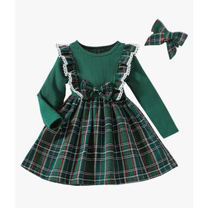 Baby Toddler Girl Fall Winter Clothes Christmas Outfit Xmas Plaid Dress Christmas Dress (100)