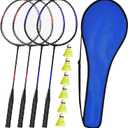 KH Badminton Rackets Set of 2 4 6 for Adults Kids,Beach Lawn Backyard Game Outdoor Sports,Racquets,Shuttlecocks & Carry Bag Included, 26 X 8 X 1"
