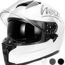 Westt Motorcycle Helmets Full Face Helmets - Street Bike Helmet with Dual Visor DOT Approved for Men Women Adults Compact Lightweight Storm X Grey Black White (White, L (23.23-23.62 in))