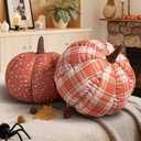 Lanpn Fall Pumpkin Pillow Set of 2, Halloween Decoration Throw Pillow Soft Cute 3D Shaped Cushion for Sofa Couch Bedroom Autumn Thanksgiving Halloween Decor (2 Different Print, 12.6x10.6in)