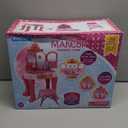 Toddler Vanity Magic Makeup Set Table and Chair Girl Toy Automatically Mirror with Music Light Pink Toys for 3 4 5 Year Old Girls Hair Salon Pretend Play Princess Dress Up Playset Gift Toddler 3-5