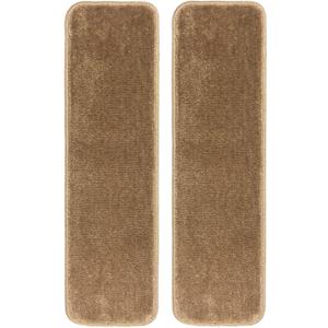 Stair Tread Treads Indoor 7 inch x 24 inch Machine Washable Skid Slip Resistant Carpet Stair Tread Treads Comfy Collection (Set of 2, Beige)