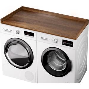 Washer Dryer Countertop, 27.5" x 54" Pine Wood Countertop with Edge Rails, Washer and Dryer Countertop for Laundry Room Organization and Storage (Retro Brown)