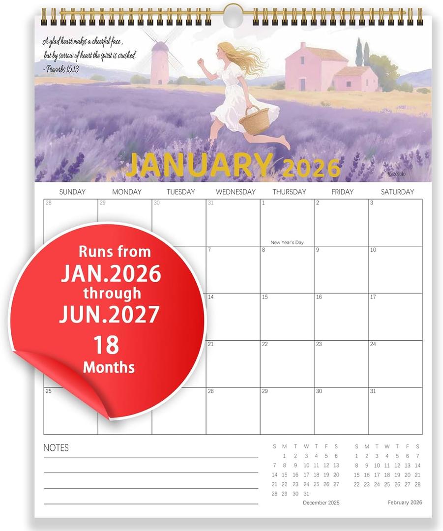 Calendar 2026-2027, Monthly Desk Calendar from July 2026 to December 2027, 15" x 12", Large Desktop Calendar Monthly, Perfect for Home or Office, Bible, Pack of 2