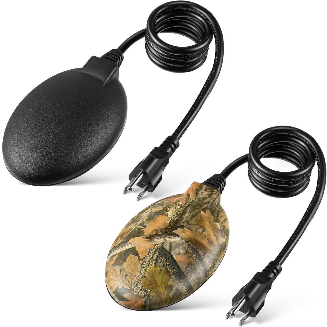 2 Pack Upgrade Bird Bath Heater for Outdoors in Winter, Pond Deicer 60 Watts Birdbath Deicer Water Heater Thermostatically Controlled with Auto Shut off Function for Patio Lawn (Army Green,Black)