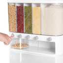 Wall Mounted Dry Food Dispenser with Individual Containers and Removable Walls for Rice, Beans, small grains, Lentils for Pantry and Kitchen Storage with Measuring Cup  5 Grids