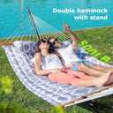 ANAGOO Double Hammock with Stand, Heavy Duty Outdoor Hammock for Two, 500 LBS Capacity, Stable Steel Frame with Balance Strap, Easy Tool-Free Assembly for Patio, Garden, Backyard & Beach,White Grey