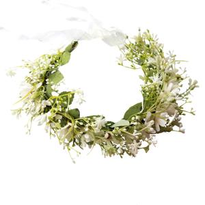 Vivivalue Daisy Flower Crown Floral Wreath Headband Hair Garland Flower Halo Headpiece with Ribbon Wedding Party Festival Photos White (54)