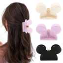 Mouse Head Hair Claw Clips,BENOSPACE 3Pcs Acrylic Lady Bear Hair Clips for Thin Medium Curly Hair Mouse Ears Non-slip Hair Catch Barrette Strong Hold Jaw Clamp Women Fashion Hair Styling Accessories