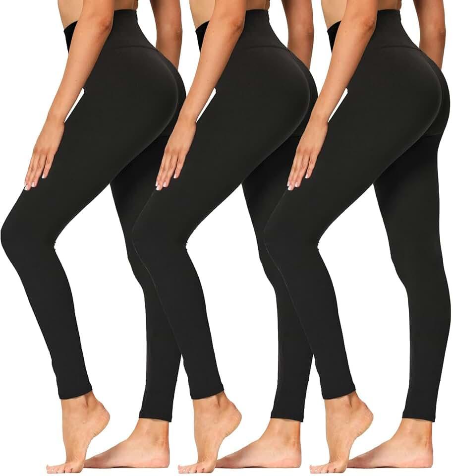 Syrinx High Waisted Leggings for Women - Soft Athletic Tummy Control Yoga Pants for Cycling Dance Tights, SM, 3 pack