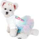 ANIAC Girl Dog Birthday Tutu Dresses Puppy Lace Skirt and Hairpin Cat Birthday Princess Dress Pet Clothes for Cats Small Dogs (Medium, White)