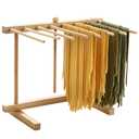 Bamboo Pasta Drying Rack with 8 Bars and Transfer Wand, Transfer for Drying Pasta and Cooking Easily, Special Suspension Design for Large Storage, Gift for House Warming