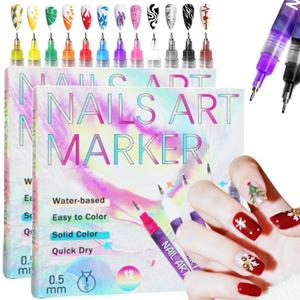 3 x 12 Colors Nail Art Pens Set, Nail Art Markers Polish Pen for 3D Nail Art, Drawing Painting Liner Brush for DIY Nail Art Beauty Adorn Manicure Tools (2 box of 12 colors)