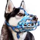 Basket Dog Muzzle for Prevent Biting  Breathable & Adjustable Muzzles for Large, Medium & Small Dogs Allows Panting, Drinking & Treats Perfect for Grooming, Training & Reactive Dog, Blue, Size 3