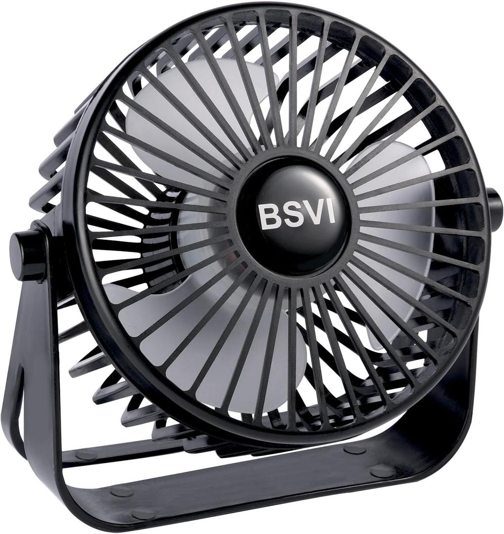Desk Fan Portable, Personal Mini Desktop 3 Speeds Quiet Small Table Fan with Cable USB Powered for Home Office Study reading Bedroom Indoor Car Outdoor Travel (Black - 1)