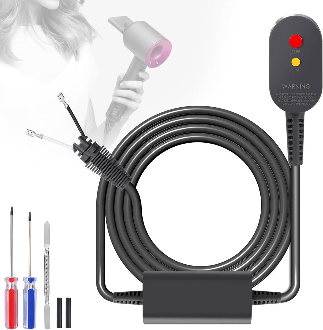 Hair Dryer Power Charger Cable Compatible with Dyson Hair Dryer Power Cord Cable Adapter Plug, 110V Cord Adapter Plug Compatible with Dyson, Replacement Power Cord Repair line Accessories