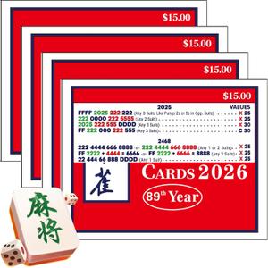 Mahjong Cards 2026Mah Jong Cards 2026 Official Revision American - Large Print, 4-Pack (4pcs)