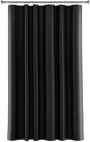 Zenna Home Fabric Shower Curtain Liner, Water Repellent Soft Microfiber Cloth Liner for Showers and Bathtubs, Washable Shower Curtain Fabric with Weighted Hem, 70 x 72 Inch, Black