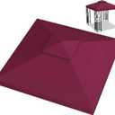 10x10ft Canopy Replacement Top, Double Tiered Pop up Gazebo Covers Replacement with 12 Velcros, Waterproof UV Protective Nylon, Outdoor Shelter for Grill, Patio, Event, Trade Show (Red)
