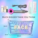 Hiroyuki Iridescent Makeup Bag, 14 inches Cosmetic Bag, Large Capacity Travel Pouch (Face, blue)