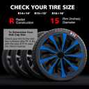 16" Blue Wheel Rim Cover Hubcaps Replacement R16 Hub Caps Snap On Universal Wheel Rim Cover ABS Exterior Accessories for Car Trunk SUV Set of 4