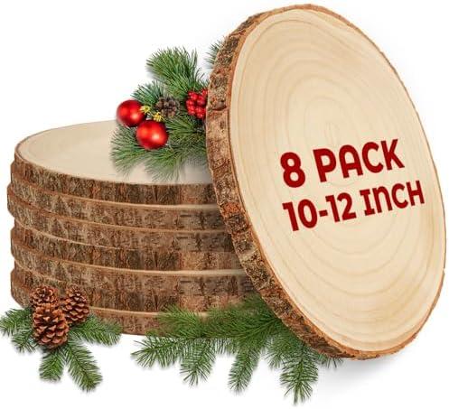 LDHHYH 7 Pack 10-12 Inch Large Wood Slices for Centerpieces, Wood Rounds for Tables Decor, Wood Centerpieces for Tables, Rustic Wood Circles for DIY Crafts and Wedding Decor