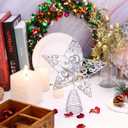 Blulu Christmas Star Tree Topper 10 Inch Glittered 3D Metal Star Treetop Topper Christmas Hollow Sequin Tree Decoration for Xmas Holiday Party Decoration Indoor(Silver)