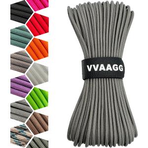 VVAAGG 1000 Paracord Rope, 50ft 12 Strand Parachute Cord for Crafting, DIY Projects, Survival Bracelets, Camping, Tent, Clothsline, Outdoor Hiking, Fishing (Gray, 50FT)