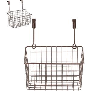 Spectrum Hanging Baskets for Organizing (Medium, Bronze) - Grid Over the Cabinet Wire Basket for Kitchen or Bathroom - Door Hanging Storage Organizer for Cleaning Supplies, Washcloths, & Hand Towels