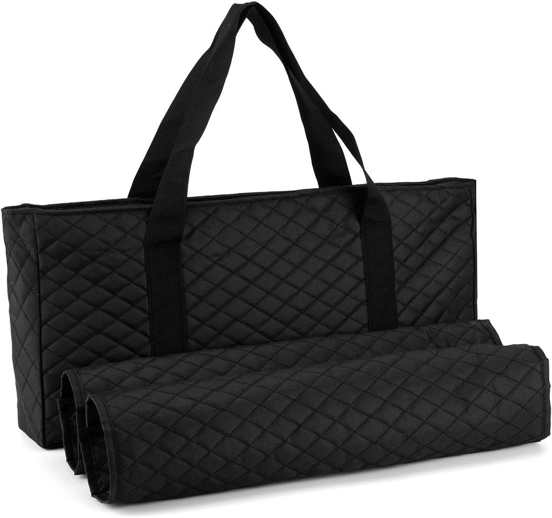 Mose Cafolo Empty American Mahjong Bag Set  Black Quilted Soft Case with 2 Wrappers for American Mahjong Tiles, Trays & Rack (Mahjong Case Only)