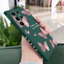 LEECG for Samsung Galaxy S24 Ultra Case, Creative Flower Pattern Design Phone Cover Drop Protection Soft Ultra Thin Scratch Resistant Microfiber Lining Inner for Galaxy S24 Ultra-Butterfly Green