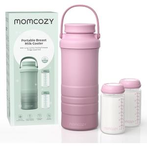 Momcozy 22oz Portable Breast Milk Cooler for Outdoor, Life Saver with 360° Total Cooling for 24 Hours, Larger Capacity Travel Breastmilk Chiller with 2pcs Baby Bottles for Breastmilk Storage, Pink