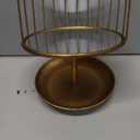 NIKKY HOME Makeup Organizer, Gold Perfume Organizer Trays for Dresser, Vintage Jewelry Tray Organizer with Double Layer, Metal Decorative Mirror Tray for Countertop Vanity and Bathroom