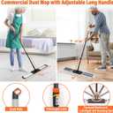 Dust mop for Hardwood Floors,Commercial Industrial Dust Mop with Long Handle,36" Microfiber Mops for Floor Cleaning,Washable 2 Cotton Pad and 2 Microfiber Pads for Office Garage Warehouse