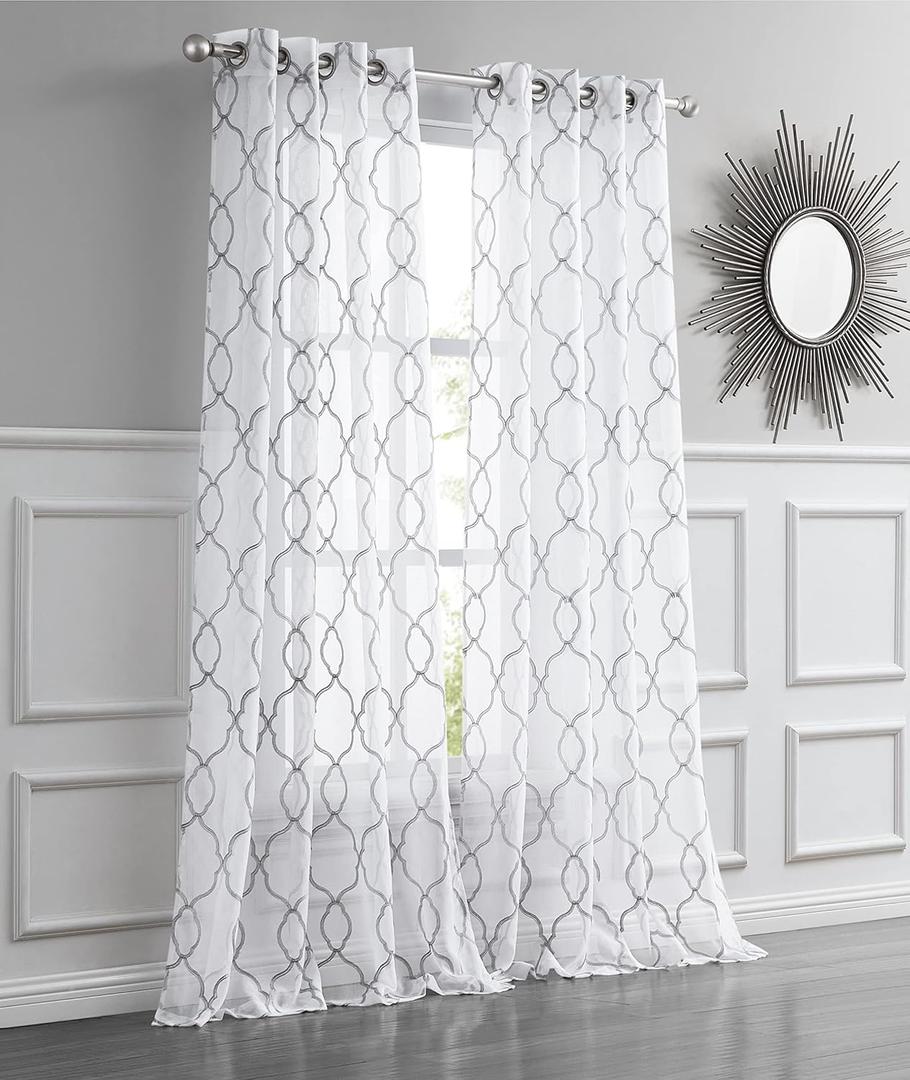 Dainty Home Grommet Sheer Curtains - Springfield 54" W x 84" L, Semi Sheer, Machine Washable Window Curtain Panels for Bedroom & Living Room - Ideal Sheer Curtain Solution
