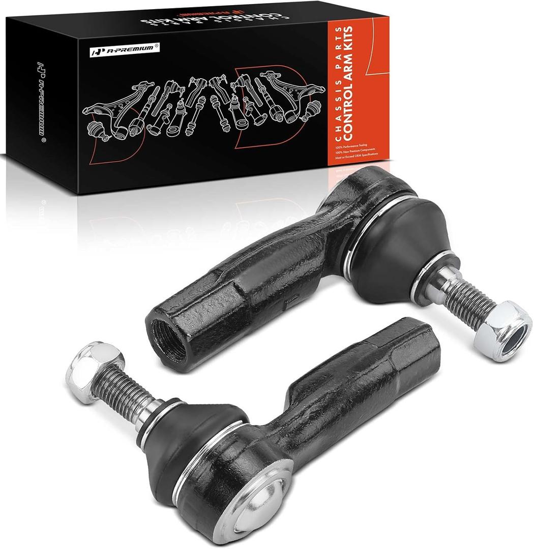 A-Premium 2 x Front Outer Tie Rod Ends, Compatible with Volkswagen Jetta, Passat, Golf (R & Alltrack & SportWagen), Tiguan (Limited), Beetle, CC, Eos, GTI, e-Golf, R32, Audi A3 (Quattro), Q3 (Quattro)
