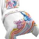 Jay Franco Duvet Cover Set  2 Piece Comforter Cover and Sham Set, Super Soft Cozy Kids Bedding (Insert Not Included) White - Lilo and Stitch, Twin