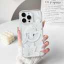 NITITOP Compatible with iPhone 16 Pro Max Case Clear Magnetic Compatible with MagSafe Cute Lily Flowers Floral for Women Girls Hard PC Back Shockproof Protective Phone Cover - White