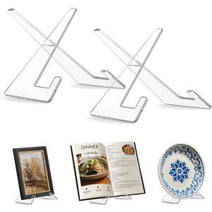 Americanflat Acrylic Easel Stand - 6" Tabletop Easel and Plate Stand - Set of 2 - Lightweight Display Holders for Photos, Cards, Frames, Books, Magazines, Albums - Home or Office Decor