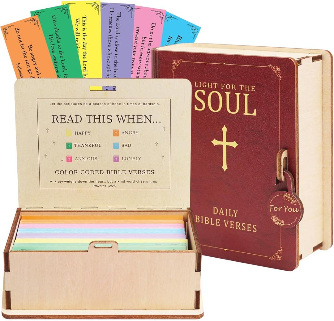 Read This When Bible Verse Box  150 Color Coded Bible Verse for 6 Emotions  Wooden Christian Gift Box for Women, Perfect Christmas or Birthday Gift for Women