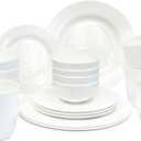 Bone China 20 Piece Dinnerware Set, Service for 4, White, Microwave Safe, Dishwasher Safe,Chip Resistant, Translucent, Elegant giftware, Dish set, For, Essential Home, Everyday Living, Kitchen Set