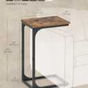 VASAGLE C-Shaped End Table, Small Side Table for Couch, Sofa Table with Metal Frame for Living Room, Bedroom, Bedside, Rustic Brown and Black