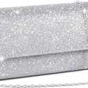 OSDUE Evening Bag Clutch Purses, Rhinestones Purse Silver Sparkling Wedding Party Purse Envelope Evening Bag with Detachable Chain for Women