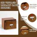 DLUGOPIS 3x5 Index Cards Holder Wood Index Card Organizer Box Flash Card Holder Recipe Cards Holder with Drawer 30 Pcs Vintage Library Cards 5 Kraft Dividers For Gifts Cards Home Office