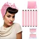 Overnight Hair Curlers Heatless Curls - 6 Pcs No Heat Blowout Curling Rods to Sleep In with Satin Hair Scarf